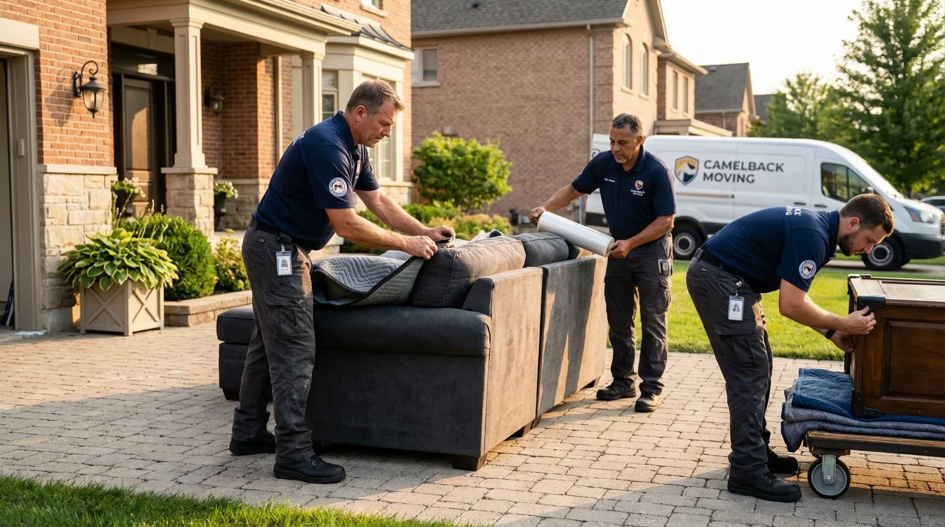 Large estate moving crew wrapping furniture in Freeland, WA